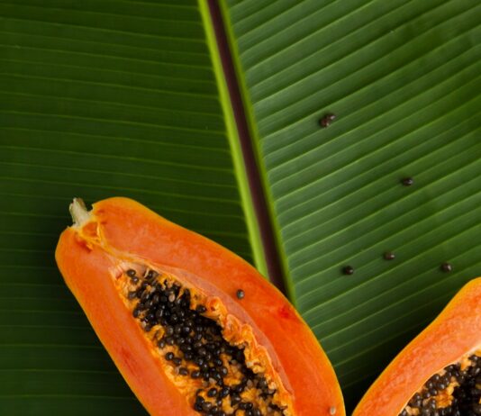 “해외직구식품, 안전성 보장할 수 없어”…반드시 원료·성분 확인을 sliced papaya on green banana leaf