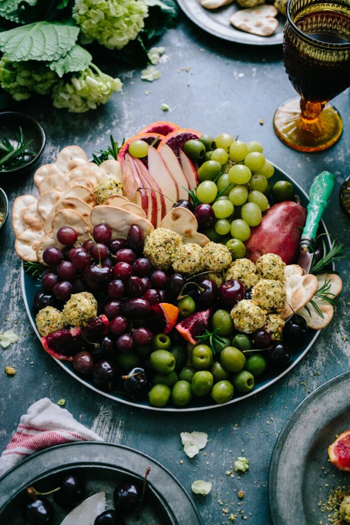 Photo by Brooke Lark assorted fruits on silver round plate